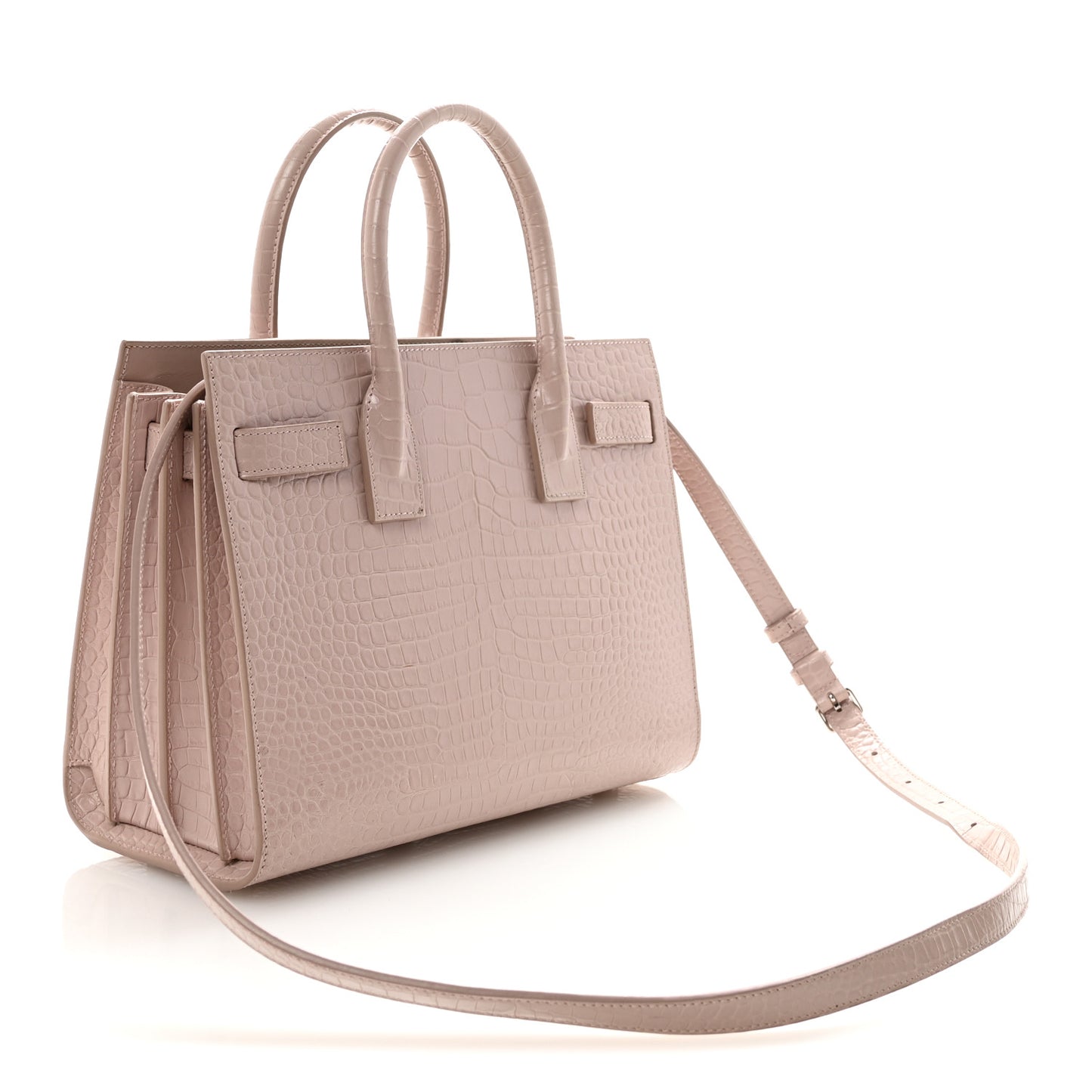 Calfskin Crocodile Embossed Baby Sac De Jour Rose Antic