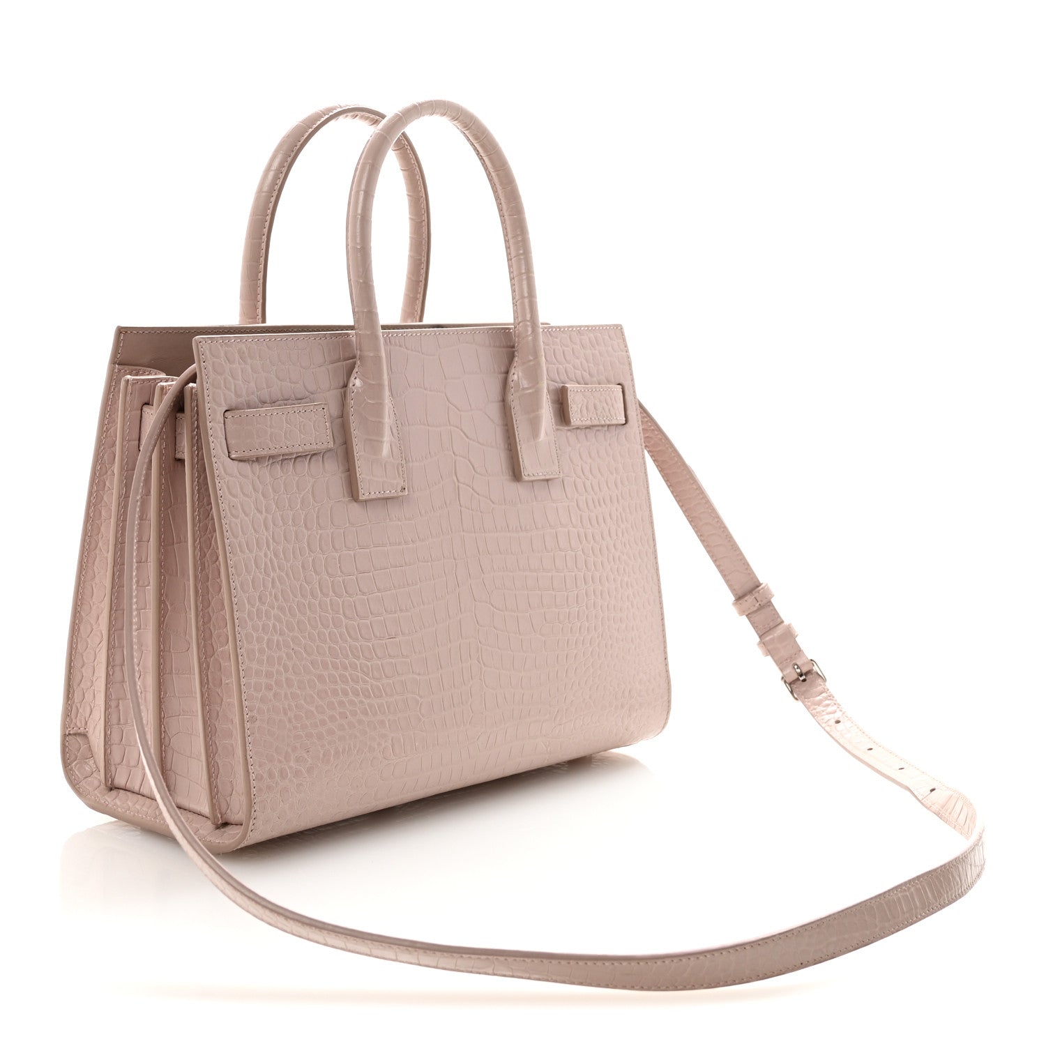Saint Laurent Calfskin Crocodile Embossed Baby Sac De Jour Rose Antic 3 of 9