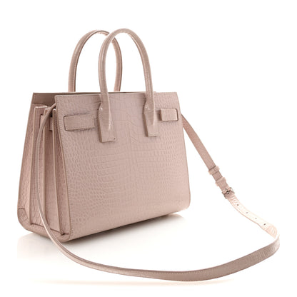 Saint Laurent Calfskin Crocodile Embossed Baby Sac De Jour Rose Antic 3 of 9