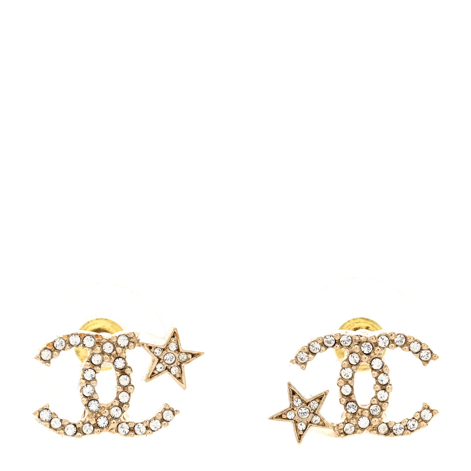 Chanel Crystal CC Starfall Earrings Gold 1 of 5