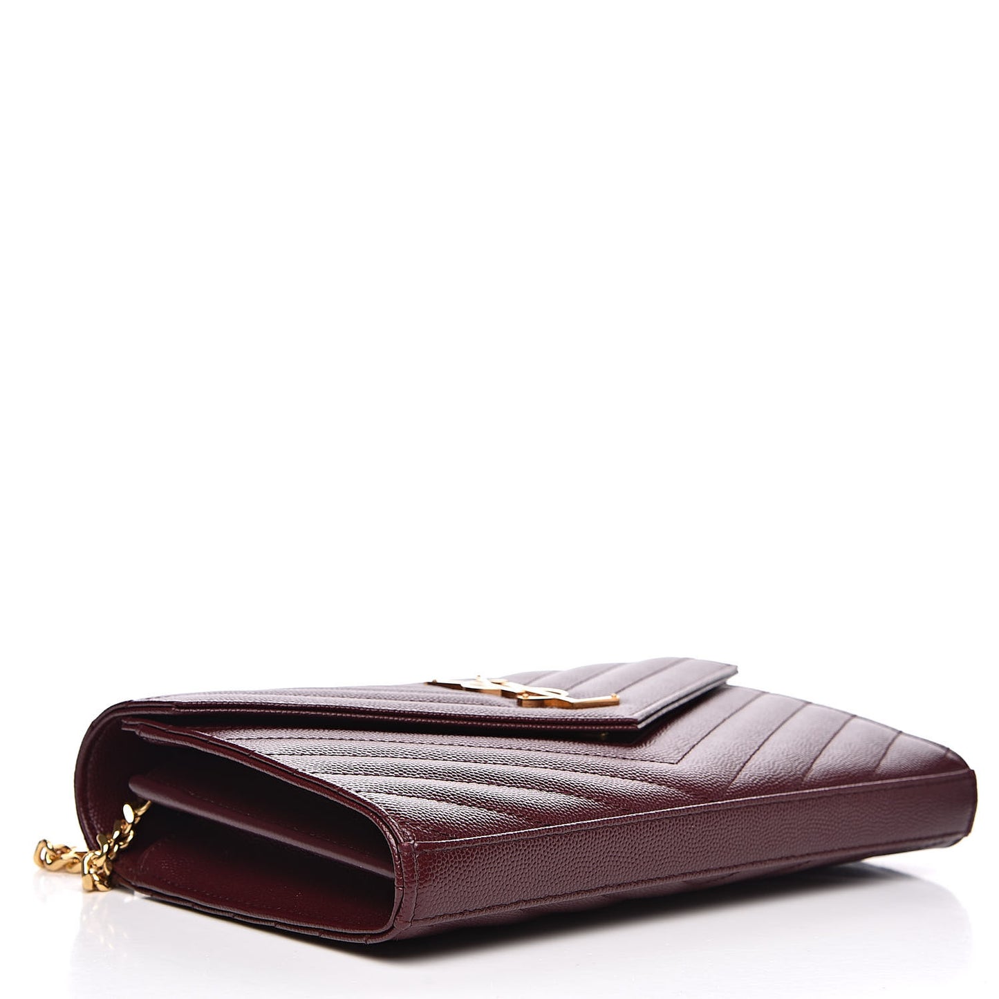 Grain De Poudre Matelasse Chevron Monogram Chain Wallet Rouge Legion