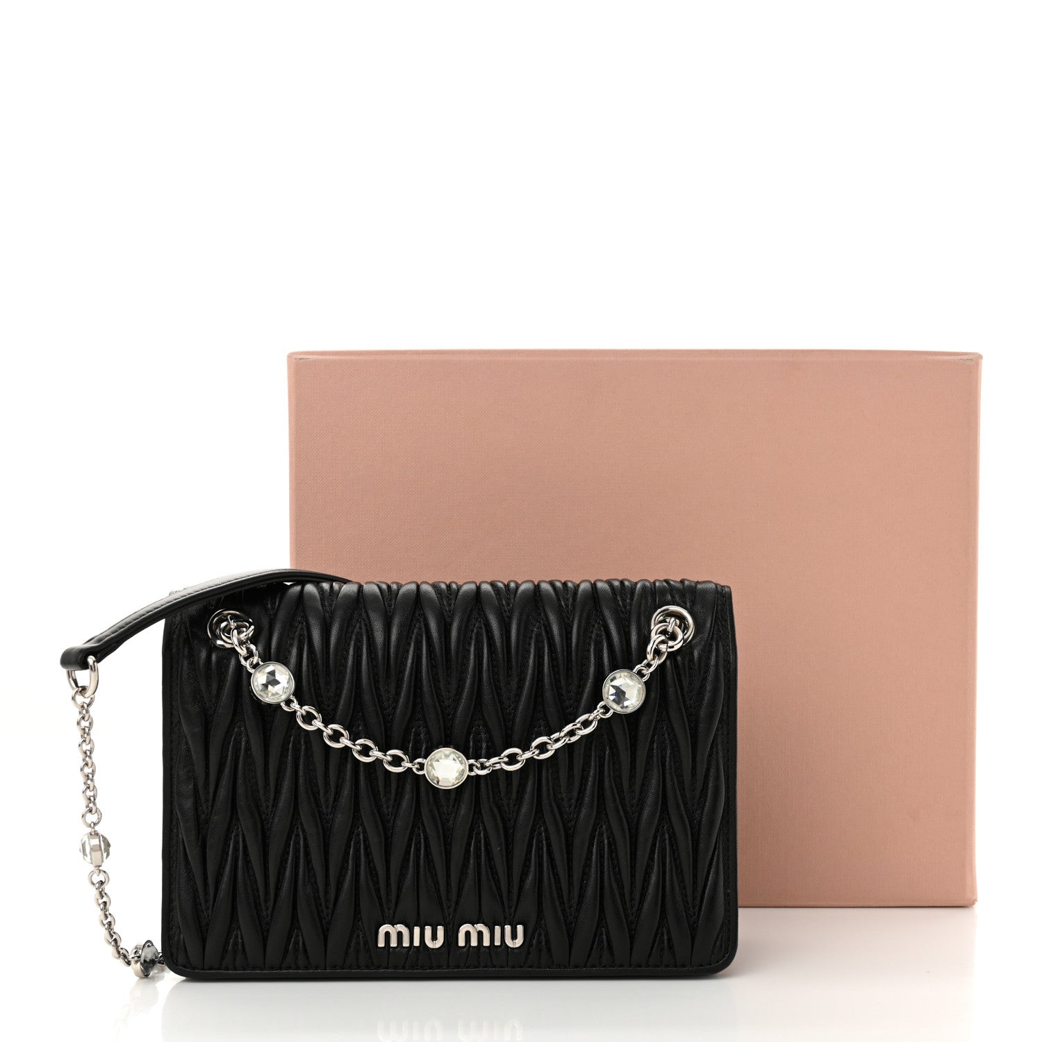 Miu Miu Nappa Matelasse Crystal Mini Chain Bag Black 11 of 11