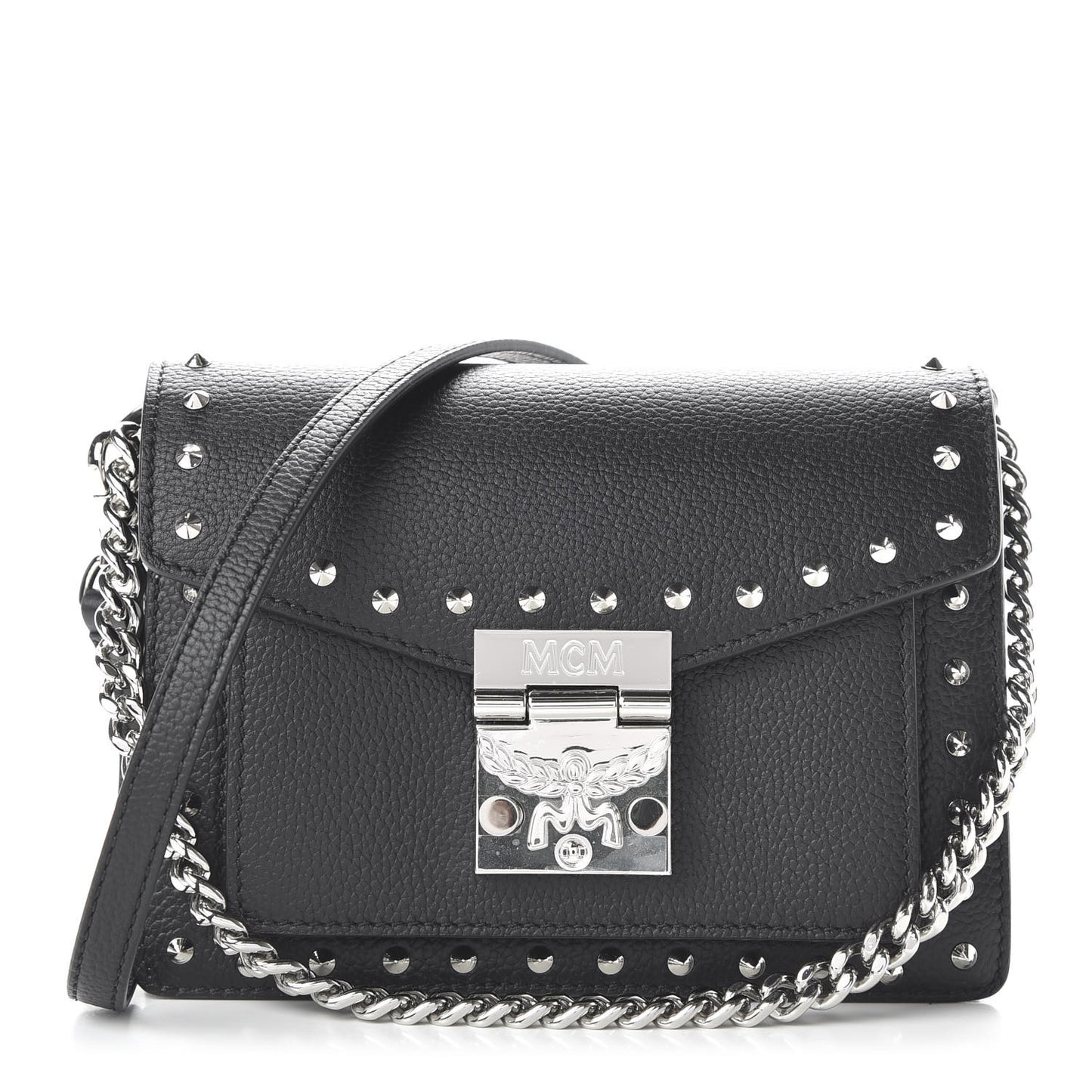 Calfskin Studded Mini Patricia Crossbody Black