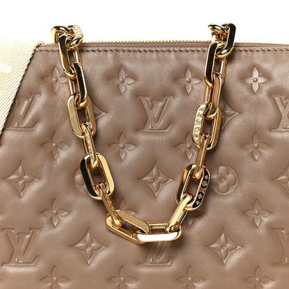 Louis Vuitton Lambskin Embossed Monogram Coussin PM Taupe 10 of 12