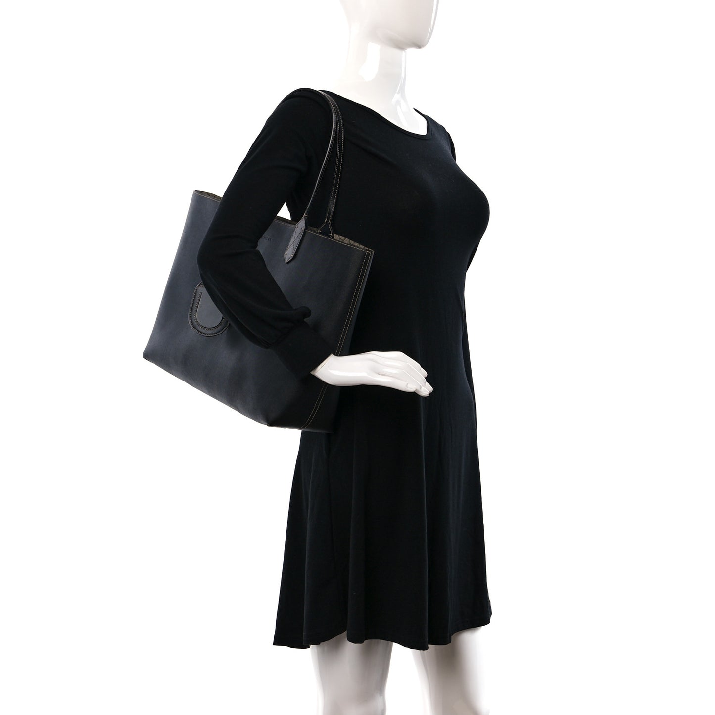 Calfskin GG Supreme Monogram Medium Reversible Tote Black