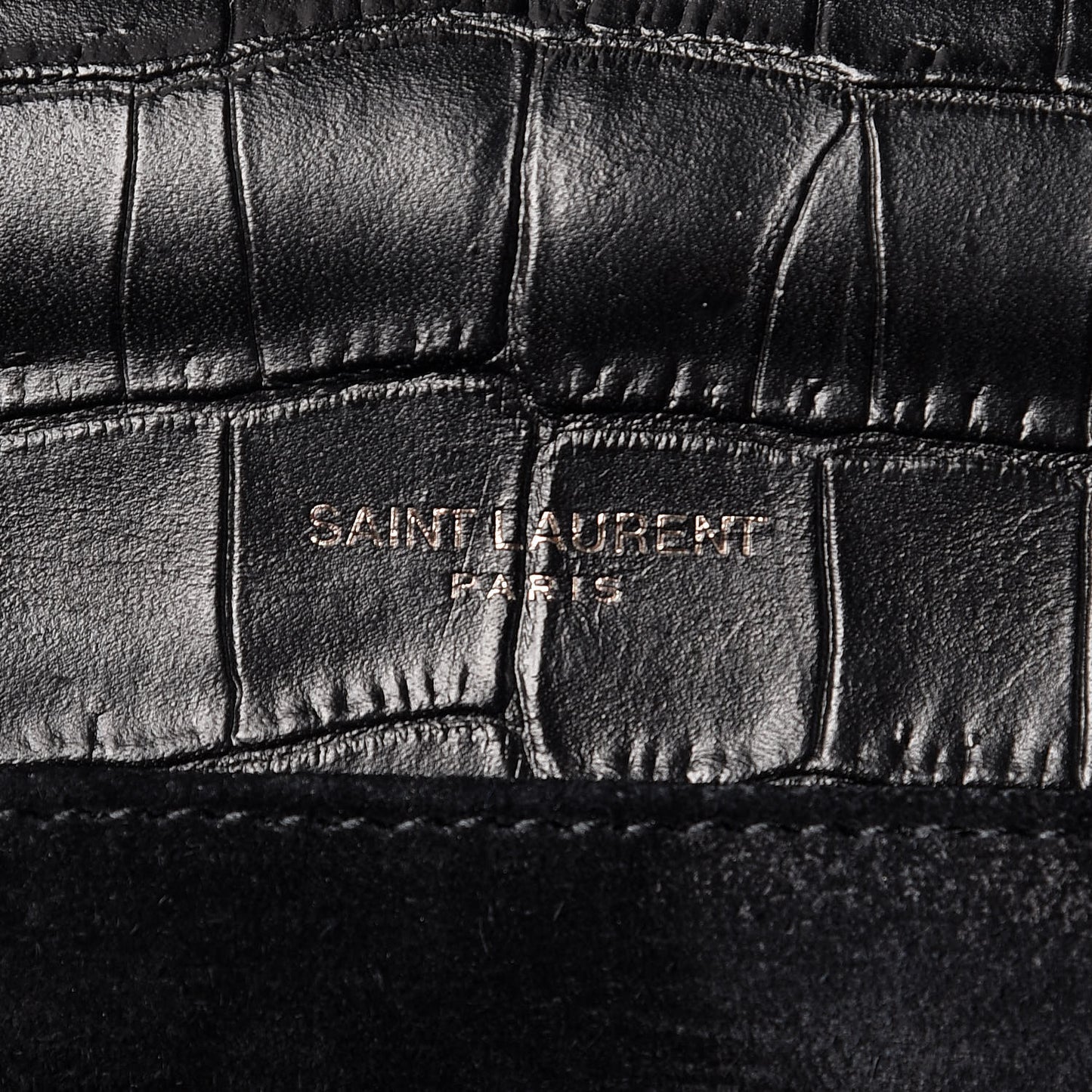 Calfskin Crocodile Embossed Medium Bellechasse Satchel Black