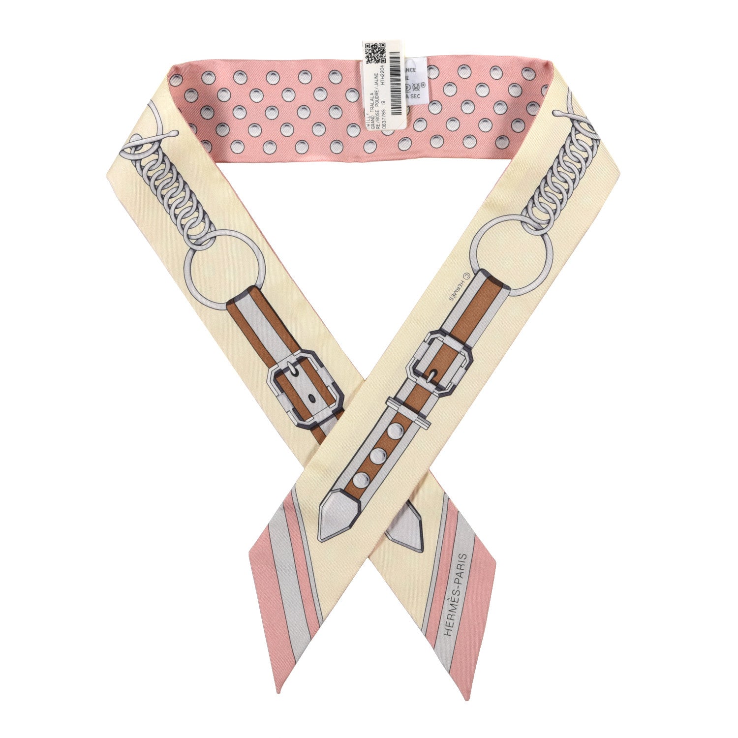 Hermes Silk Grand Tralala Twilly Rose Poudre Jaune 1 of 4