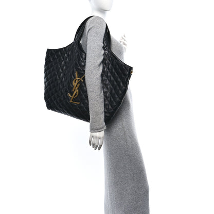 Saint Laurent Lambskin Quilted Maxi Icare Shopping Tote Black 2 of 11