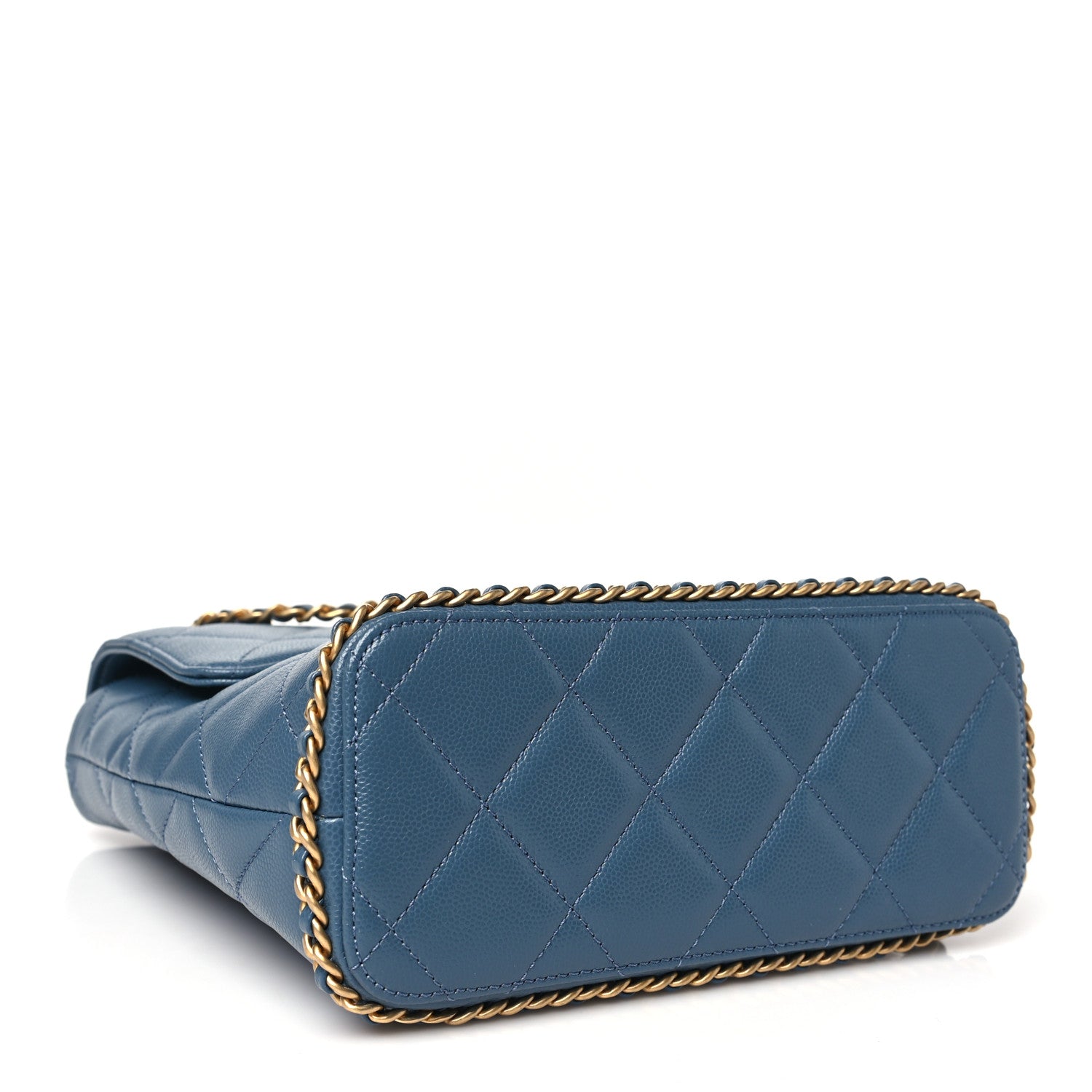 Chanel Caviar Quilted Camellia Chain Around Backpack Blue 4 of 10