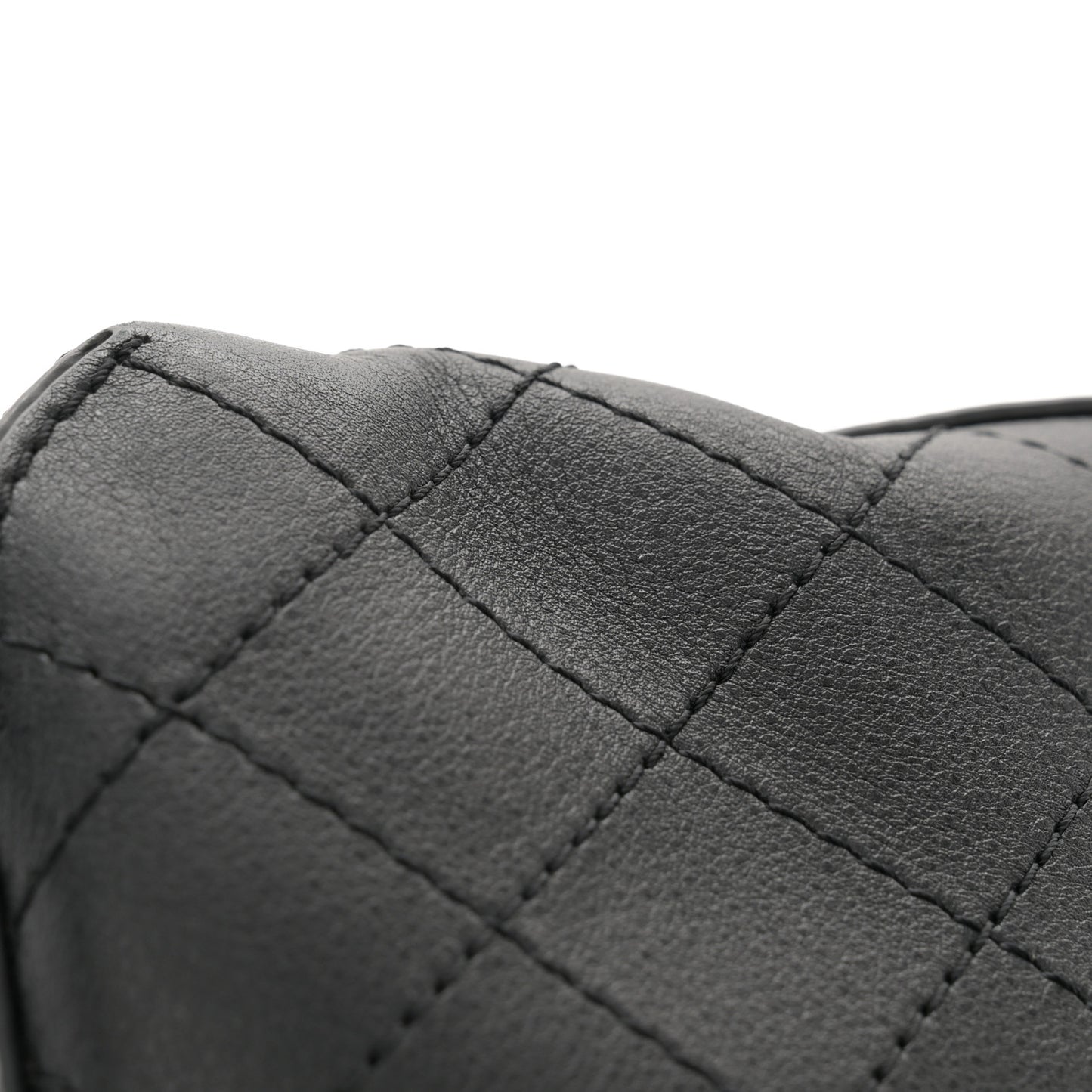 Calfskin Stitched Covered CC Camera Case Bag Black