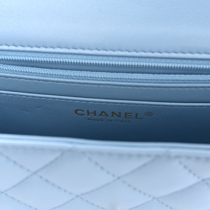 Chanel Lambskin Quilted Mini Rectangular Flap Light Blue 6 of 10
