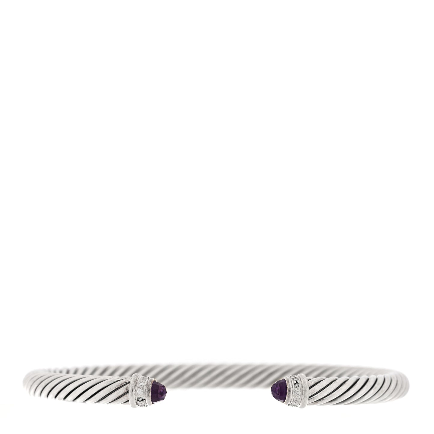 Sterling Silver Diamond Amethyst 5mm Cable Classics Bracelet