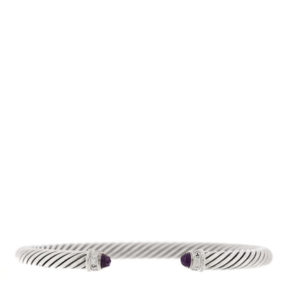 David Yurman Sterling Silver Diamond Amethyst 5mm Cable Classics Bracelet 1 of 3