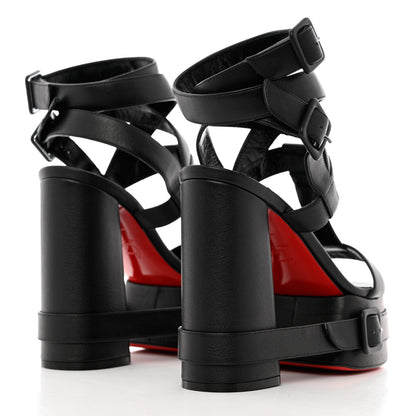 Christian Louboutin Calfskin Yazefatt Buckle Strap Platform Sandals 37 Black 4 of 8
