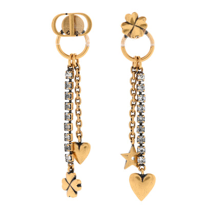 Christian Dior Crystal CD Dangle Chain Earrings Gold 1 of 5