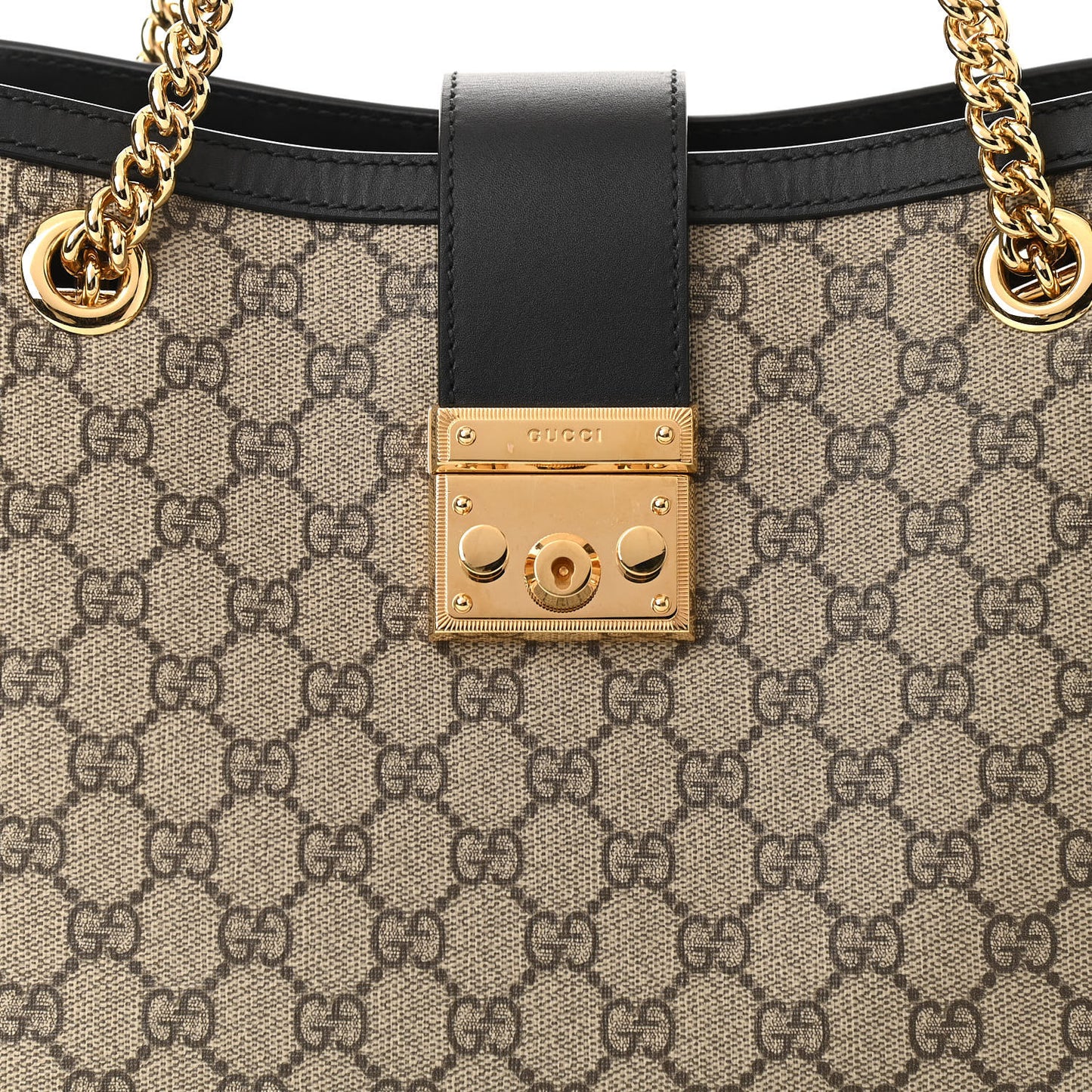 GG Supreme Monogram Medium Padlock Tote Black