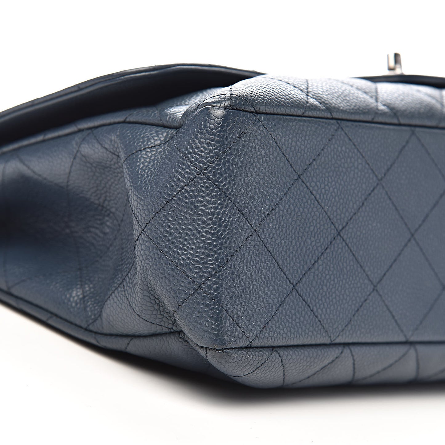 Caviar Quilted Jumbo Single Flap Dark Blue