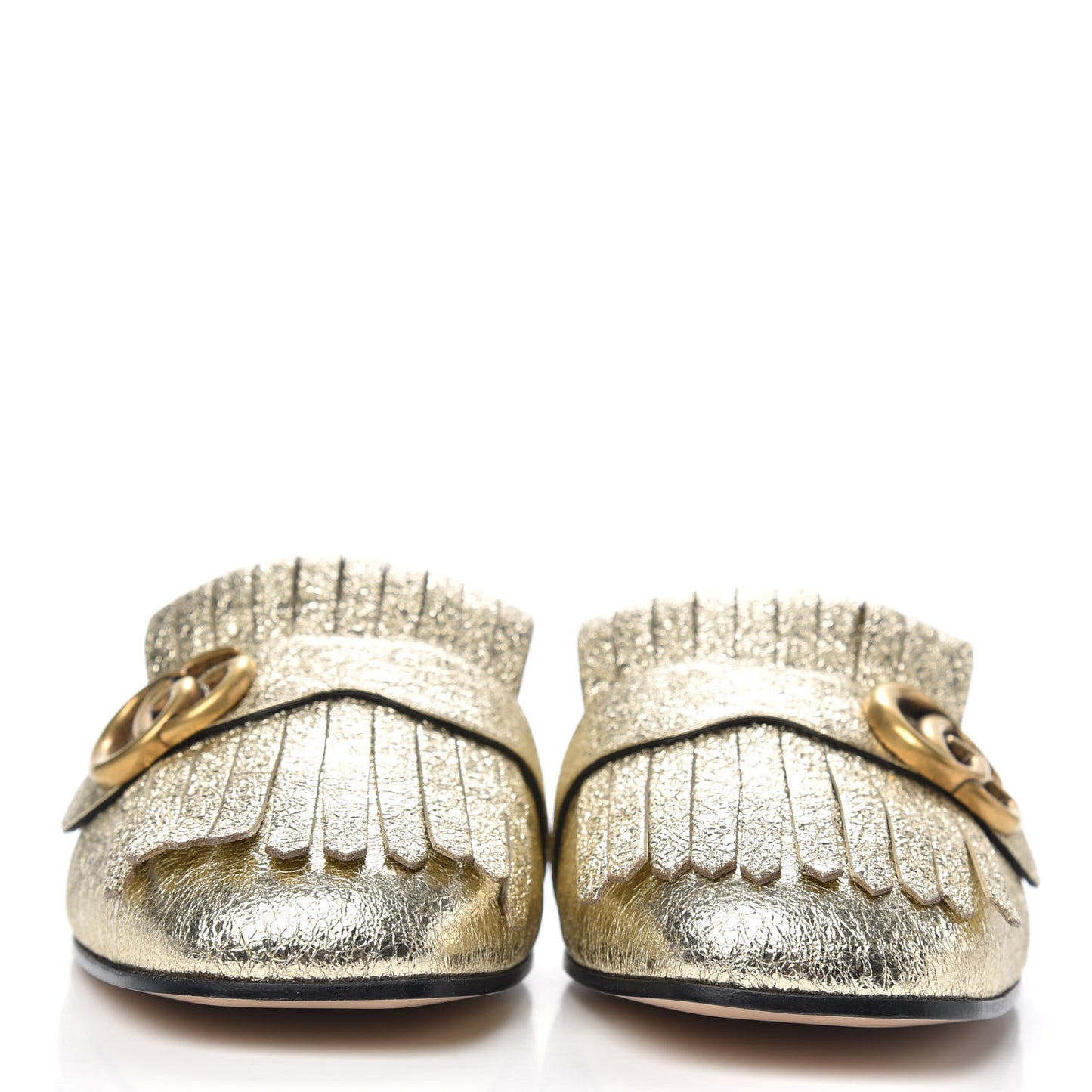 Galassia Womens GG Marmont Fringe Slippers 42 Platino