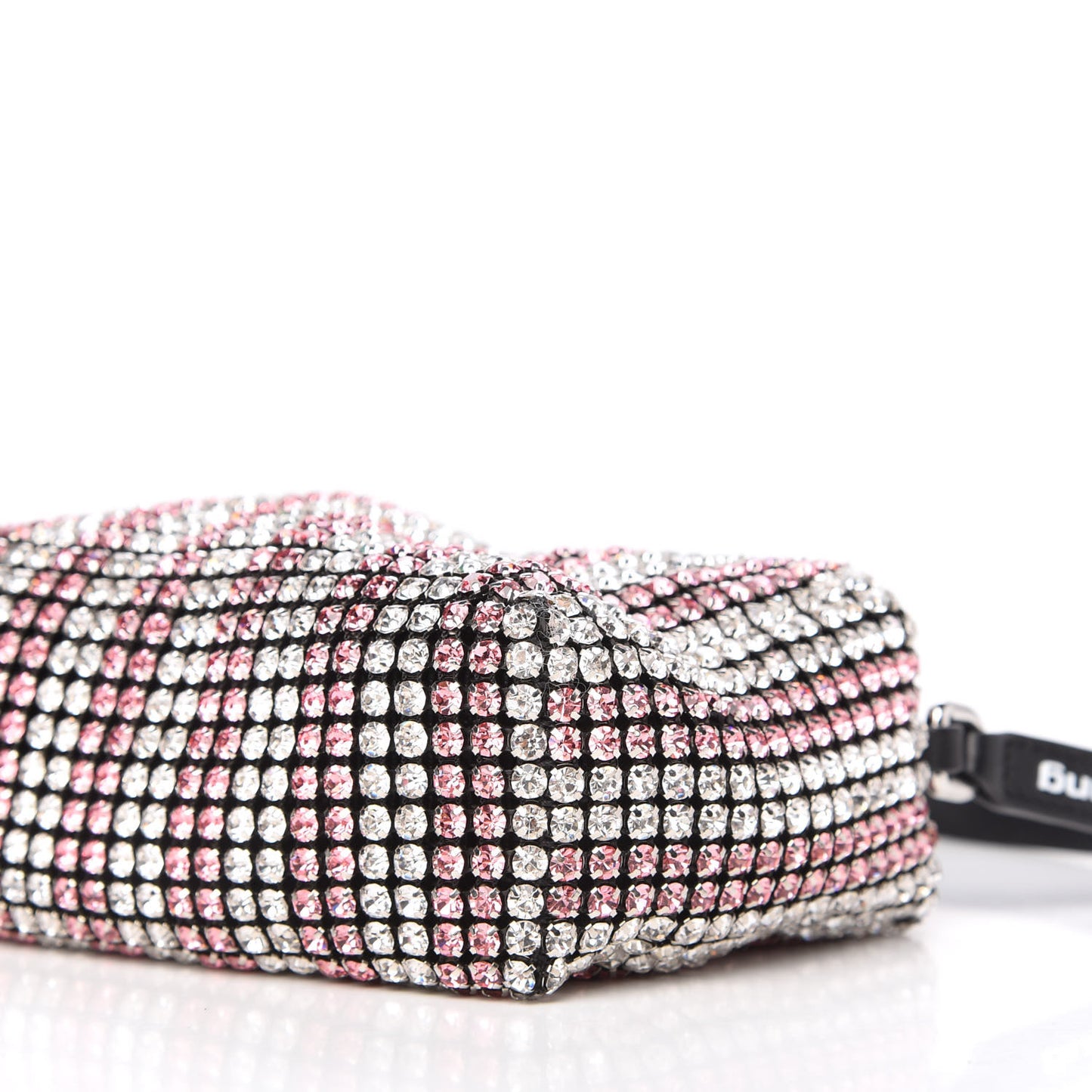 Mesh Crystal Rhinestone Mini Heiress Pouch Pink Silver