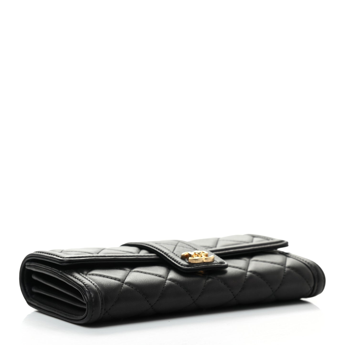 Lambskin Quilted Elegant CC Long Wallet Black