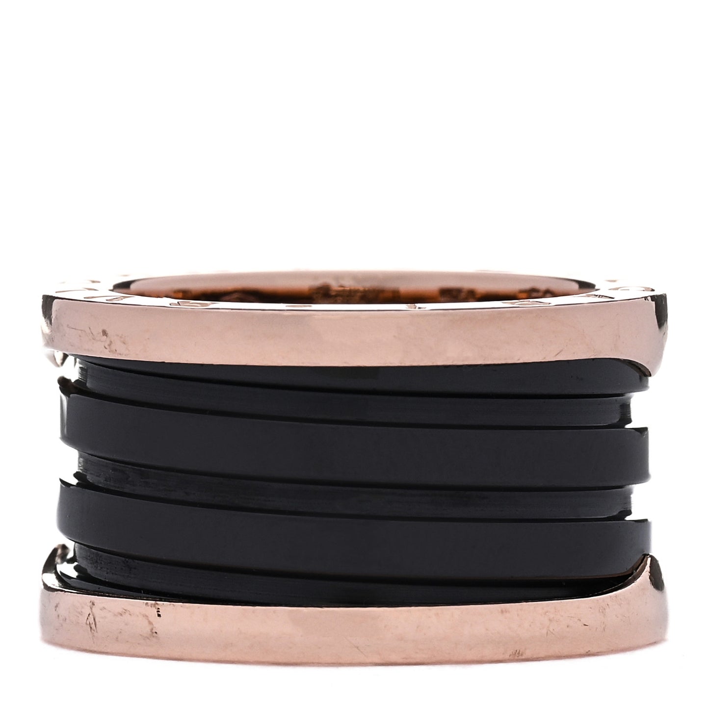 18K Rose Gold Black Ceramic B.Zero1 Four-Band Ring 52 6