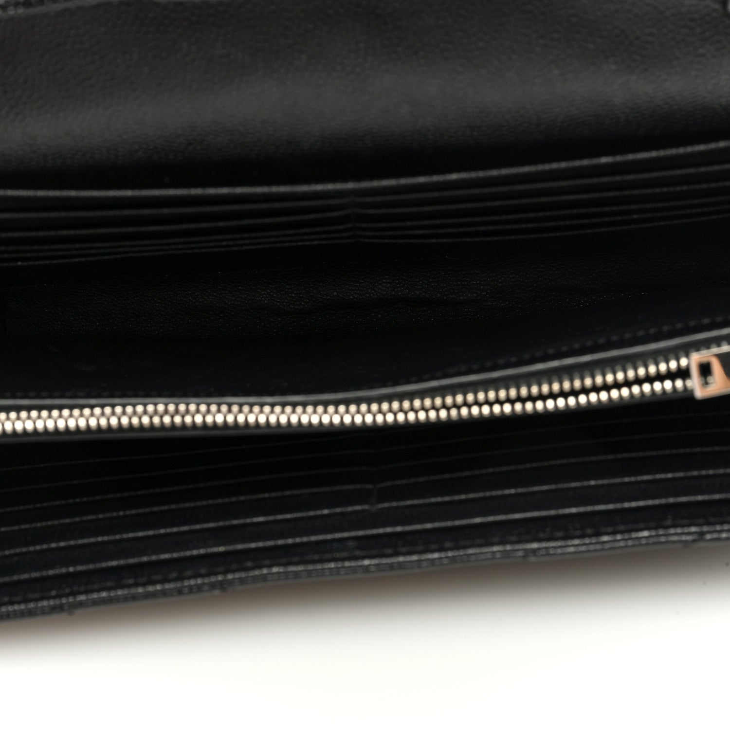 Saint Laurent Grain De Poudre Matelasse Chevron Monogram Chain Wallet Black 5 of 8