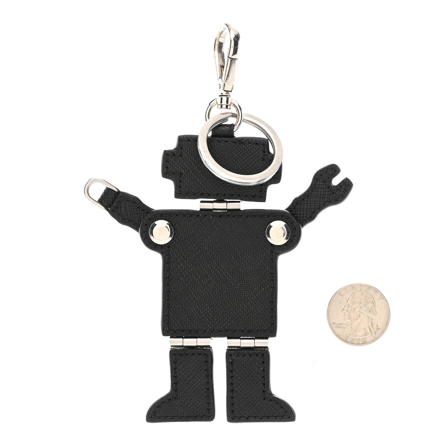 Prada Metal Saffiano Robot Bag Charm Palladio 2 of 4