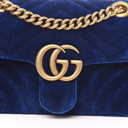 Gucci Velvet Matelasse Mini GG Marmont Shoulder Bag Cobalt Blue 10 of 10