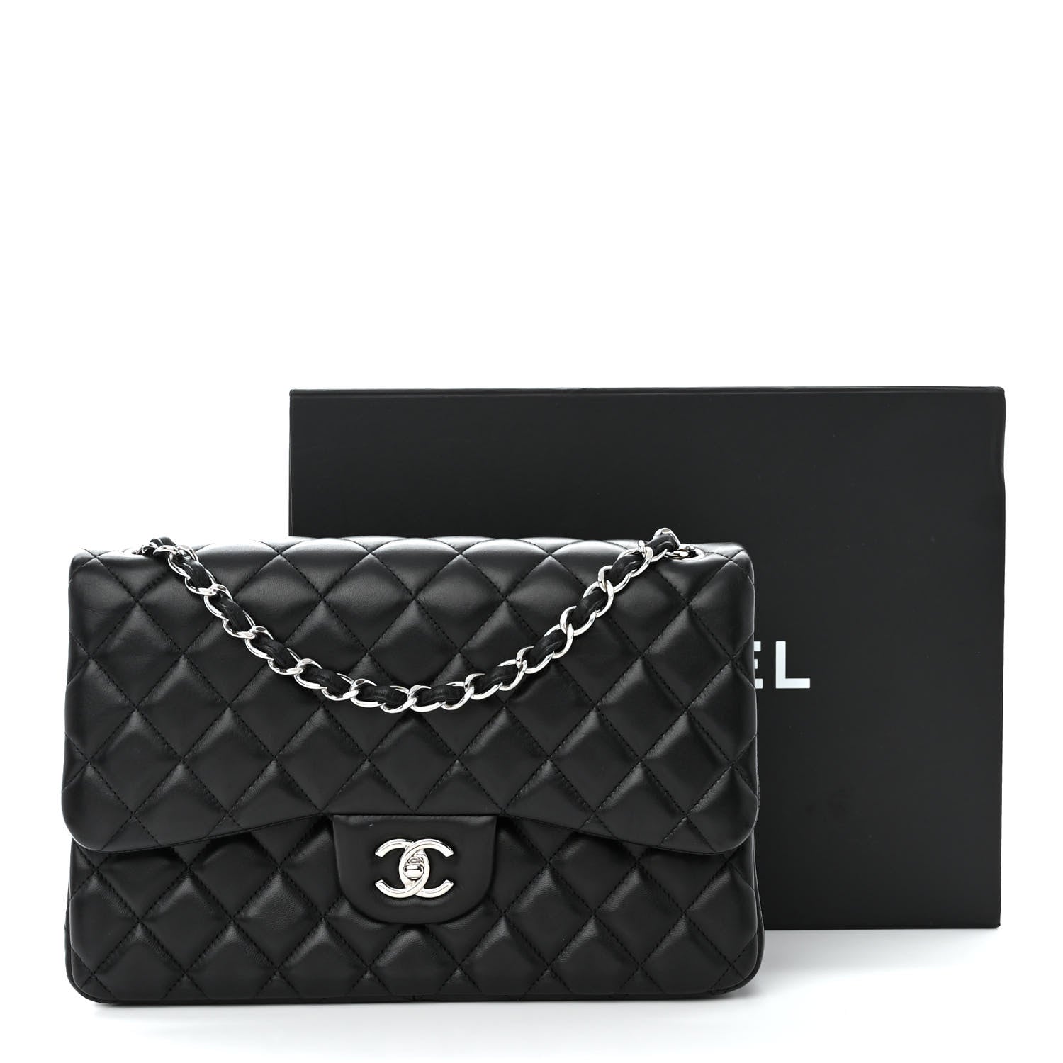Chanel Lambskin Quilted Jumbo Double Flap Black 13 of 13