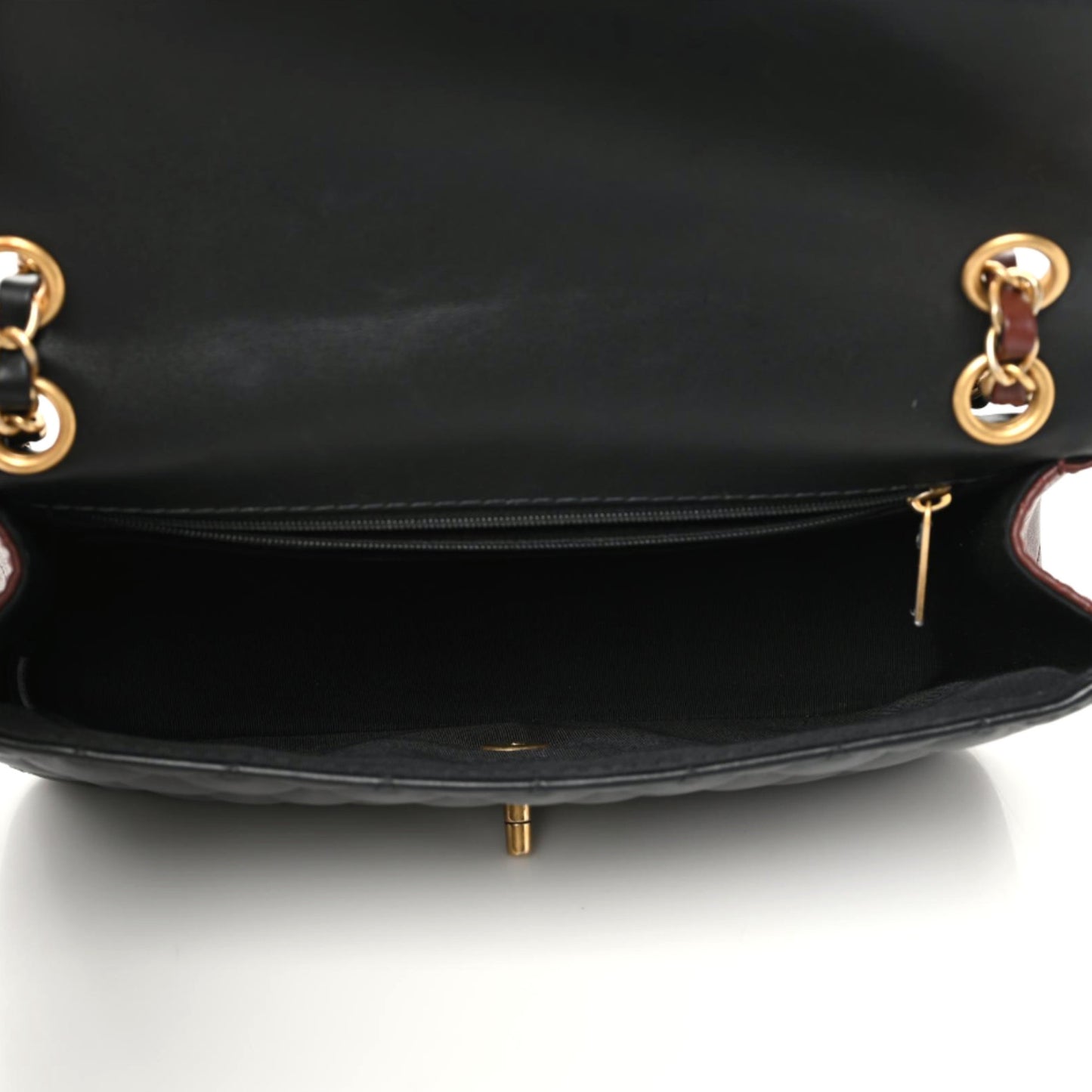 Calfskin Quilted Strap Into Flap Bag Black Brown