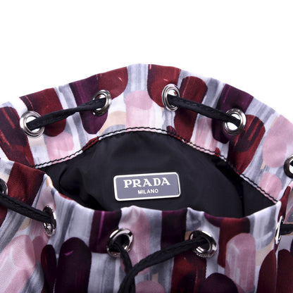 Prada Tessuto Nylon Saffiano Lipstick Print Bucket Wristlet Rosso 6 of 7