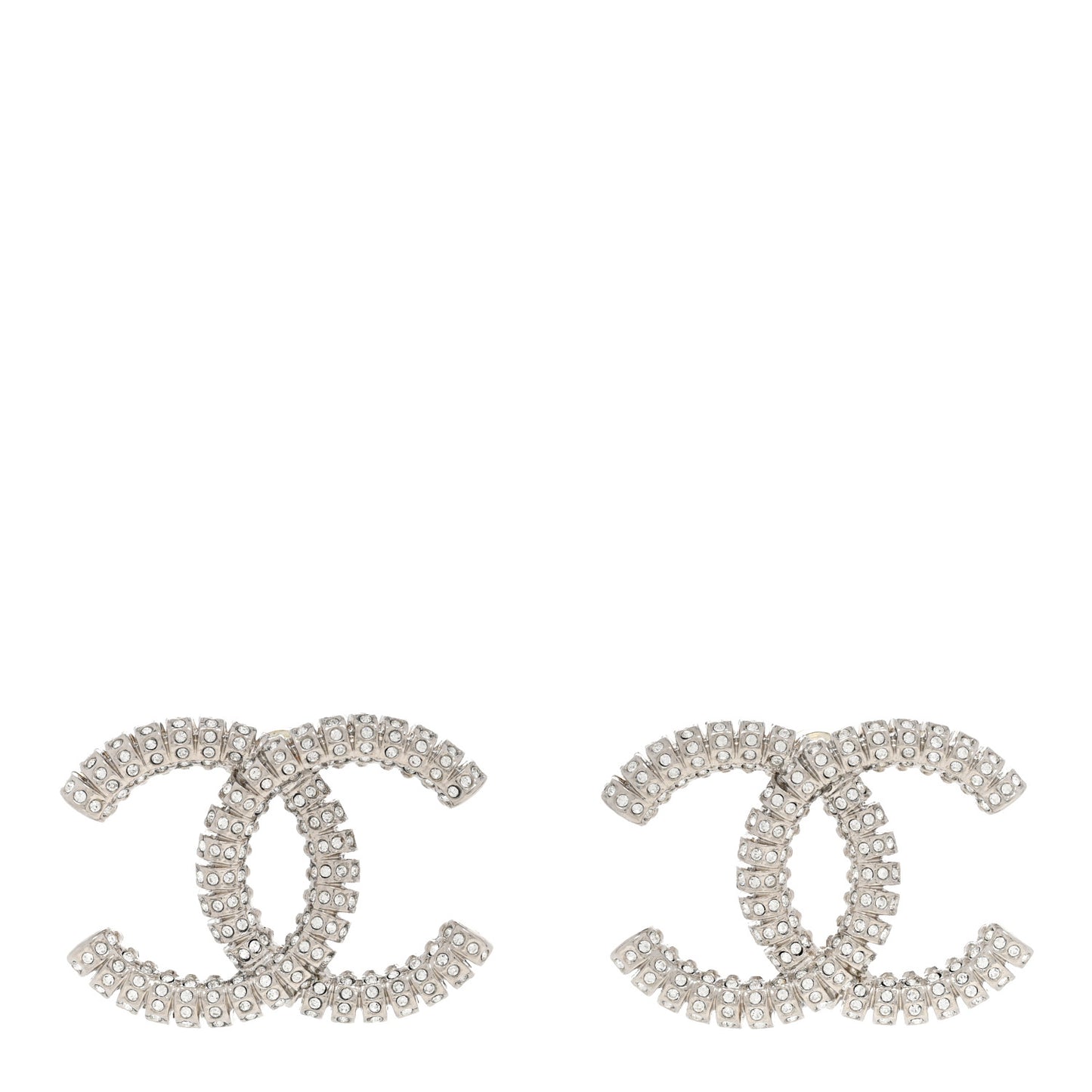Crystal Large CC Earrings Silver