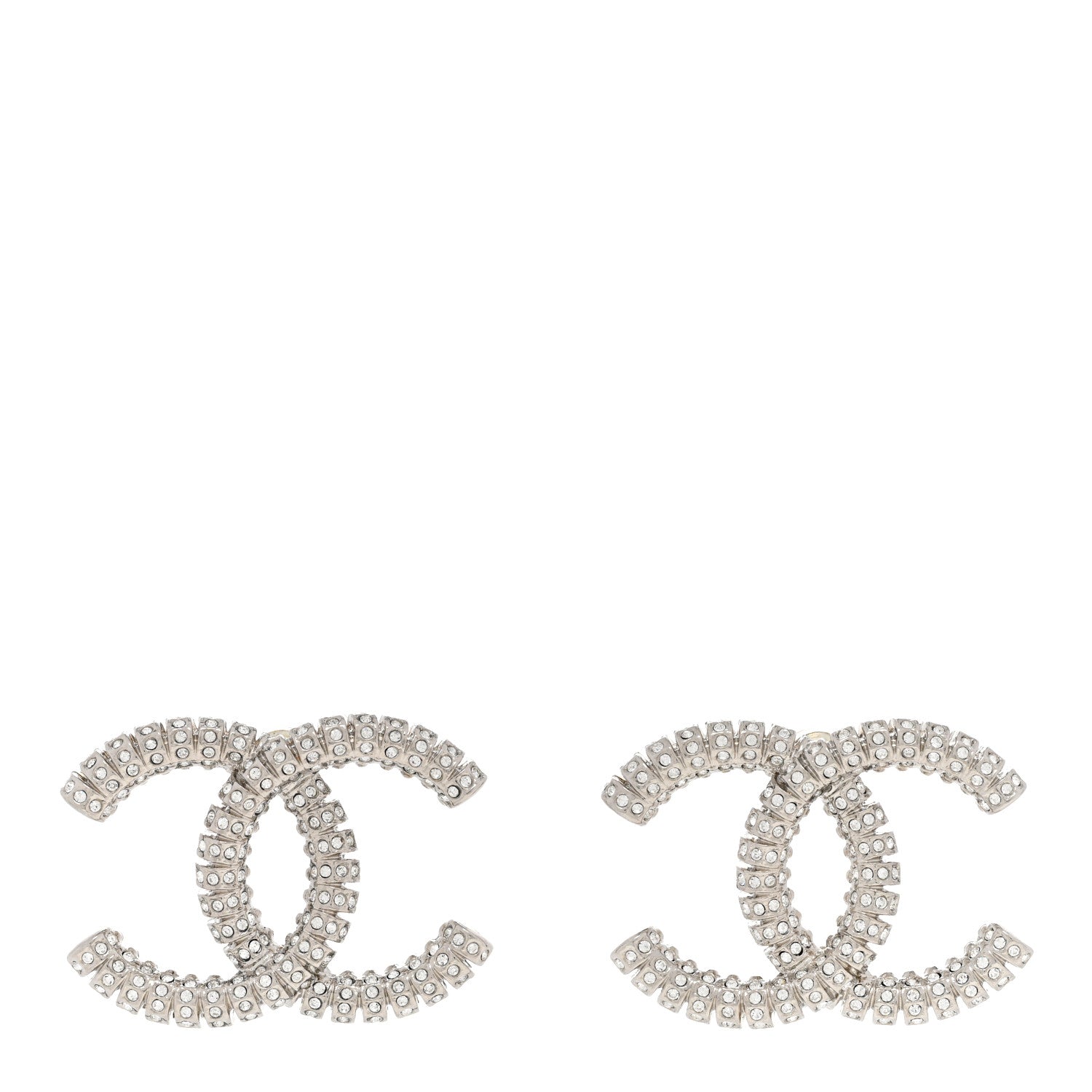 Chanel Crystal Large CC Earrings Silver 1 of 4