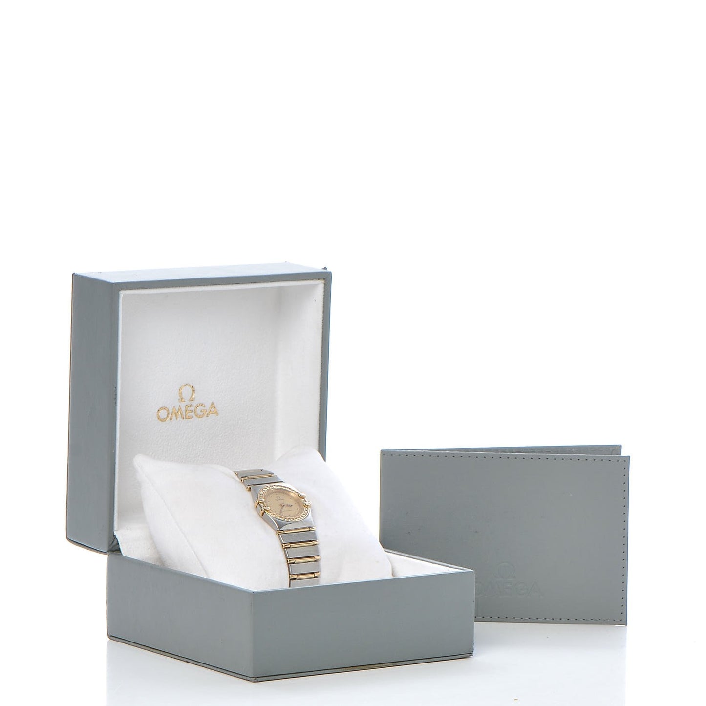 Stainless Steel 18K Yellow Gold Diamond Bezel 22mm Constellation Quartz Watch Champagne 895.1080.1