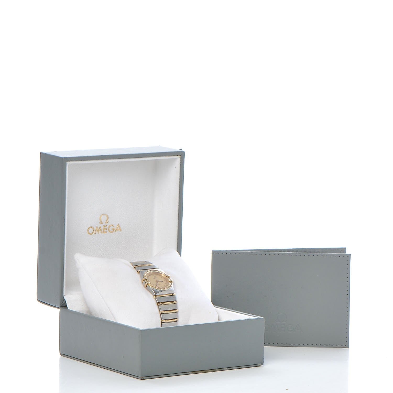 Omega Stainless Steel 18K Yellow Gold Diamond Bezel 22mm Constellation Quartz Watch Champagne 895.1080.1 9 of 9