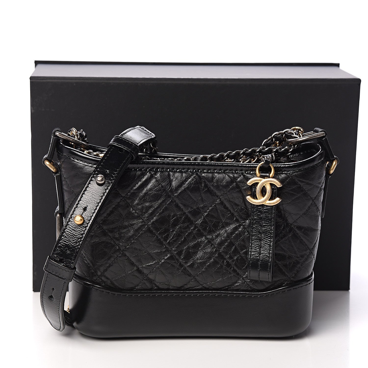 Chanel Aged Calfskin Quilted Small Gabrielle Hobo Black 10 of 10