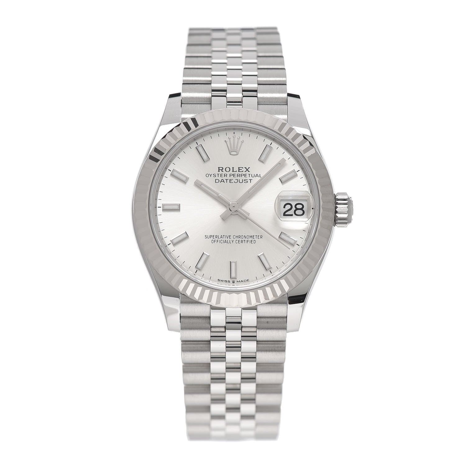 Rolex Stainless Steel 18K White Gold 31mm Oyster Perpetual Datejust Watch Silver 278274 1 of 5