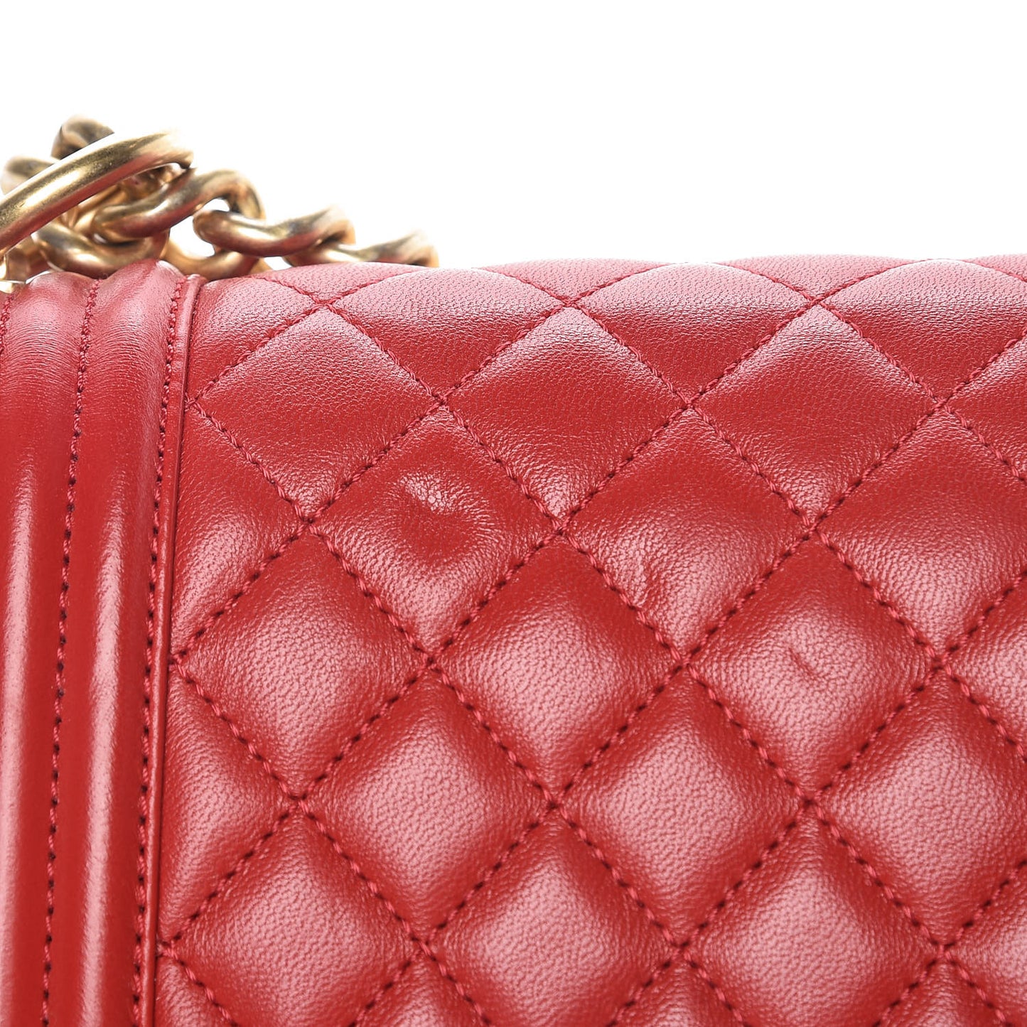 Lambskin Quilted Medium Boy Flap Red