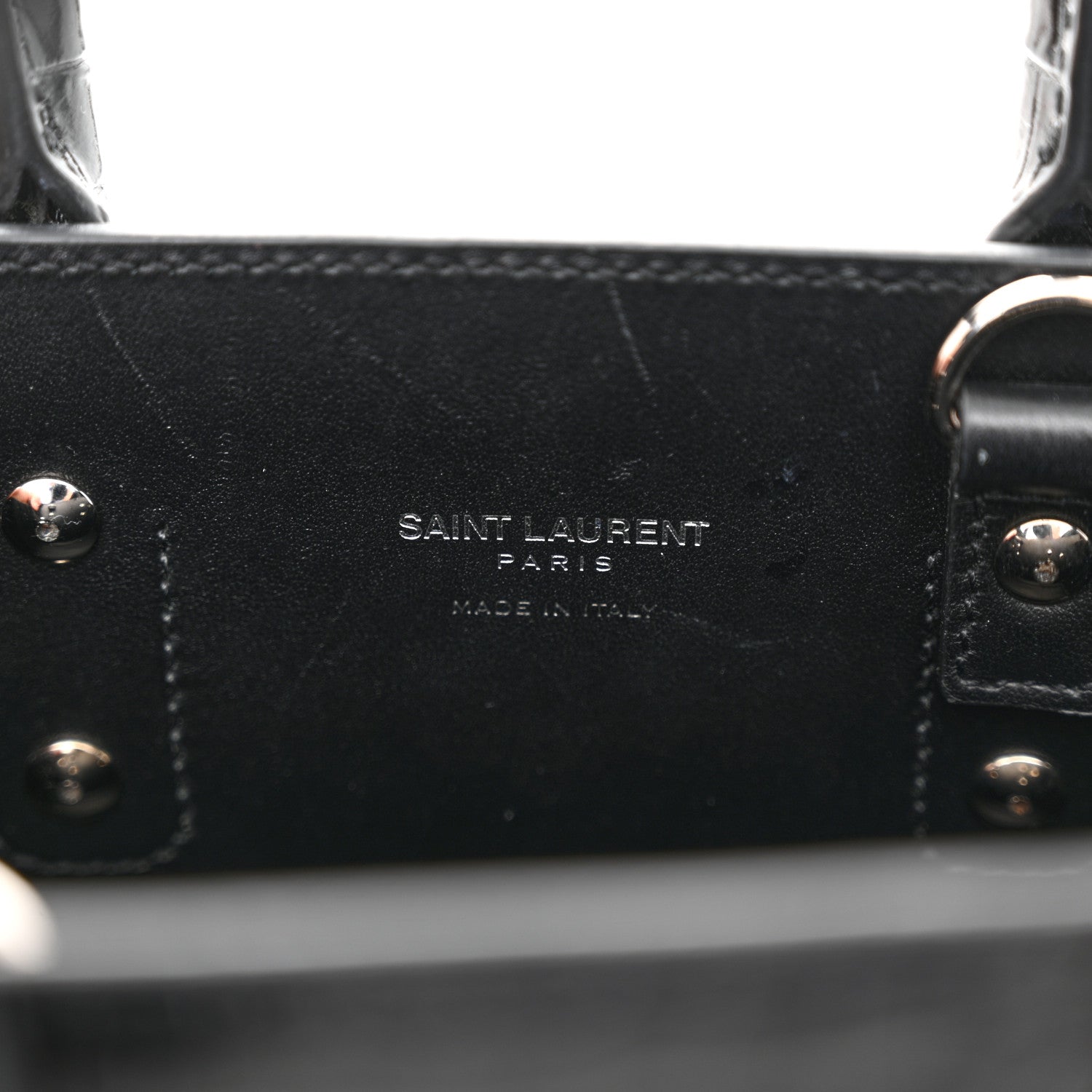 Saint Laurent Calfskin Crocodile Embossed Nano Sac De Jour Black 7 of 15