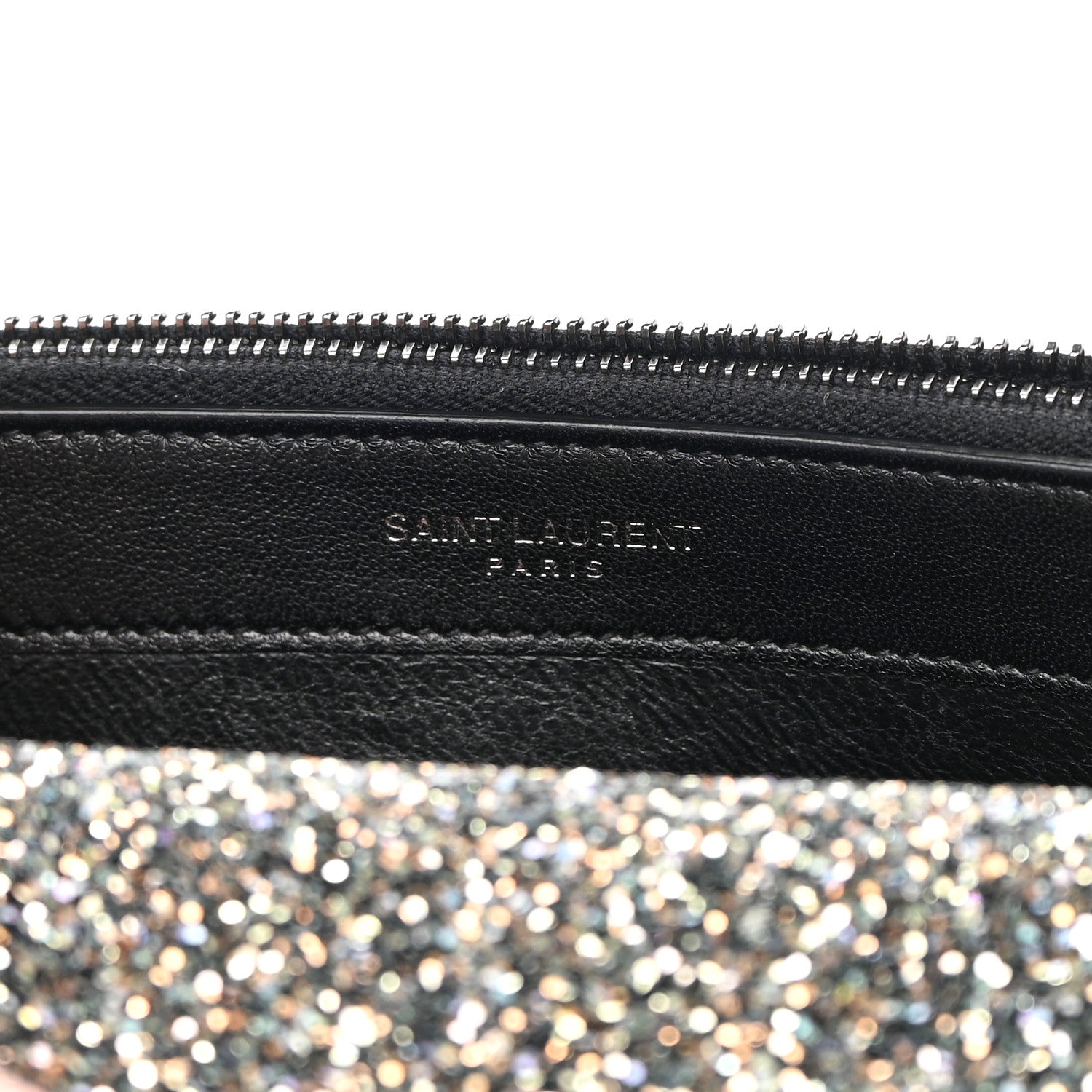 Saint Laurent Metallic Glitter Classic Monogram Kate Tassel Chain Wallet Gun Metal Black 7 of 13