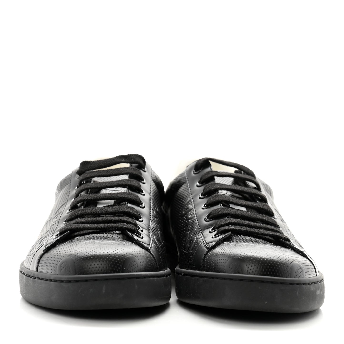 Calfskin GG Tennis Embossed Mens Ace Sneakers 8 Black