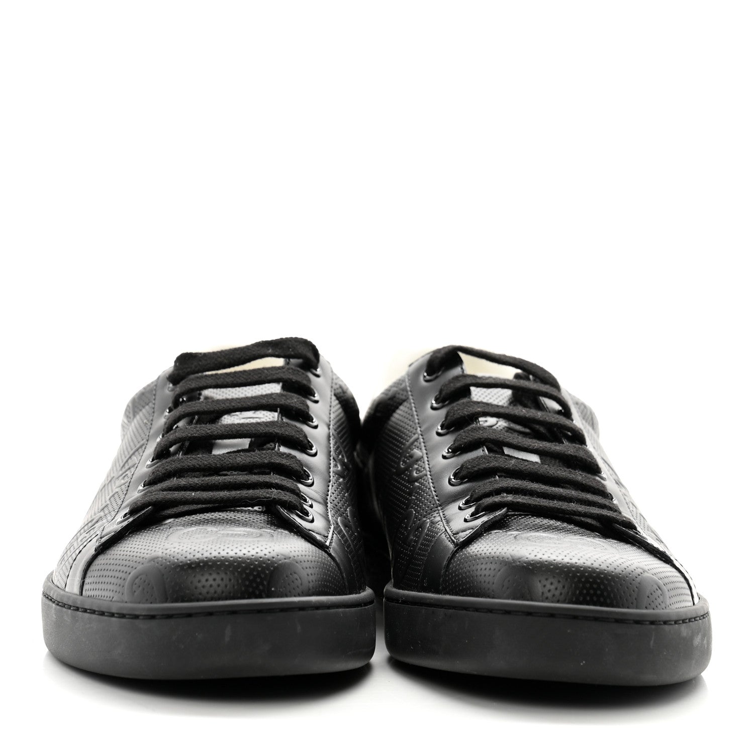 Gucci Calfskin GG Tennis Embossed Mens Ace Sneakers 8 Black 2 of 10