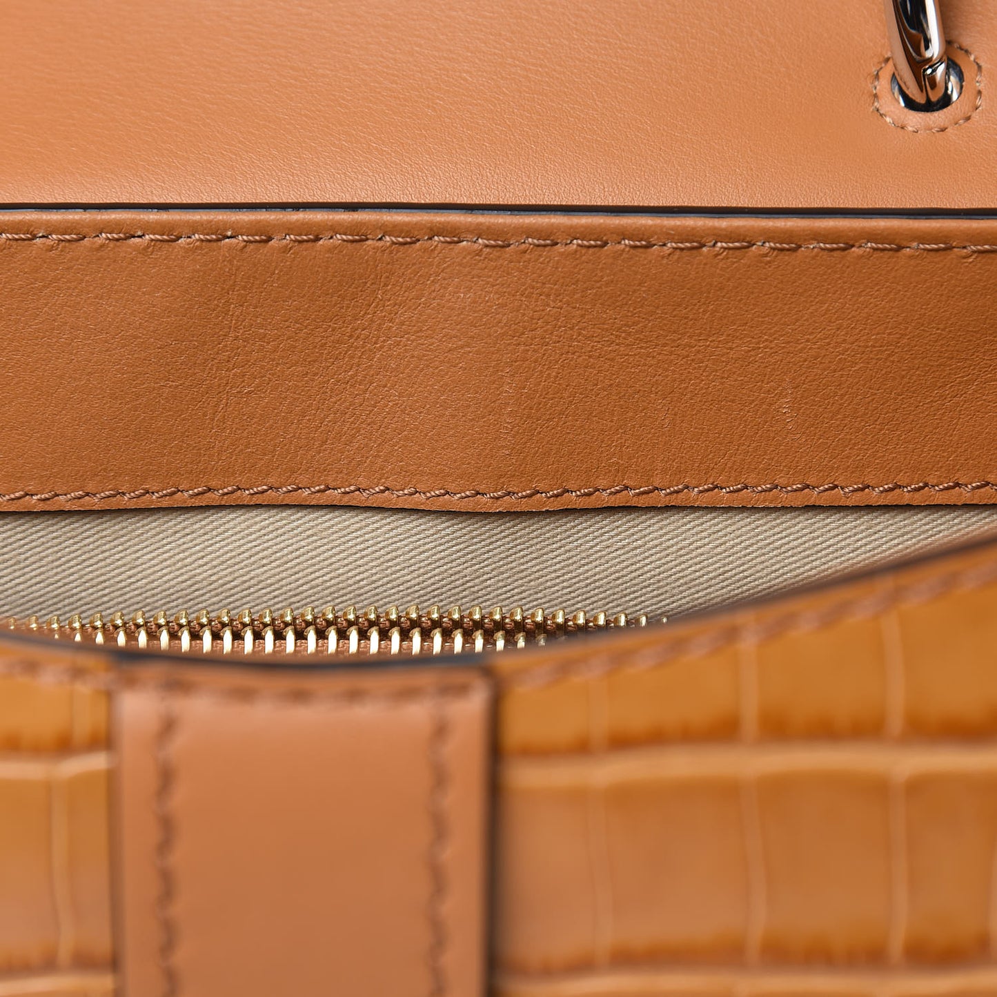 Calfskin Crocodile Embossed Small Aby Day Shoulder Bag Autumnal Brown