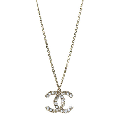 Chanel Pearl CC Pendant Necklace Gold 1 of 5