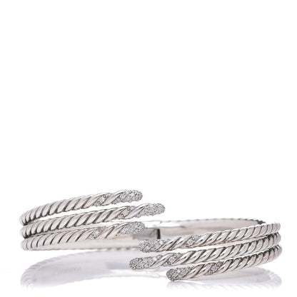 David Yurman Sterling Silver Diamond 3-Row Open Willow Bracelet 1 of 6