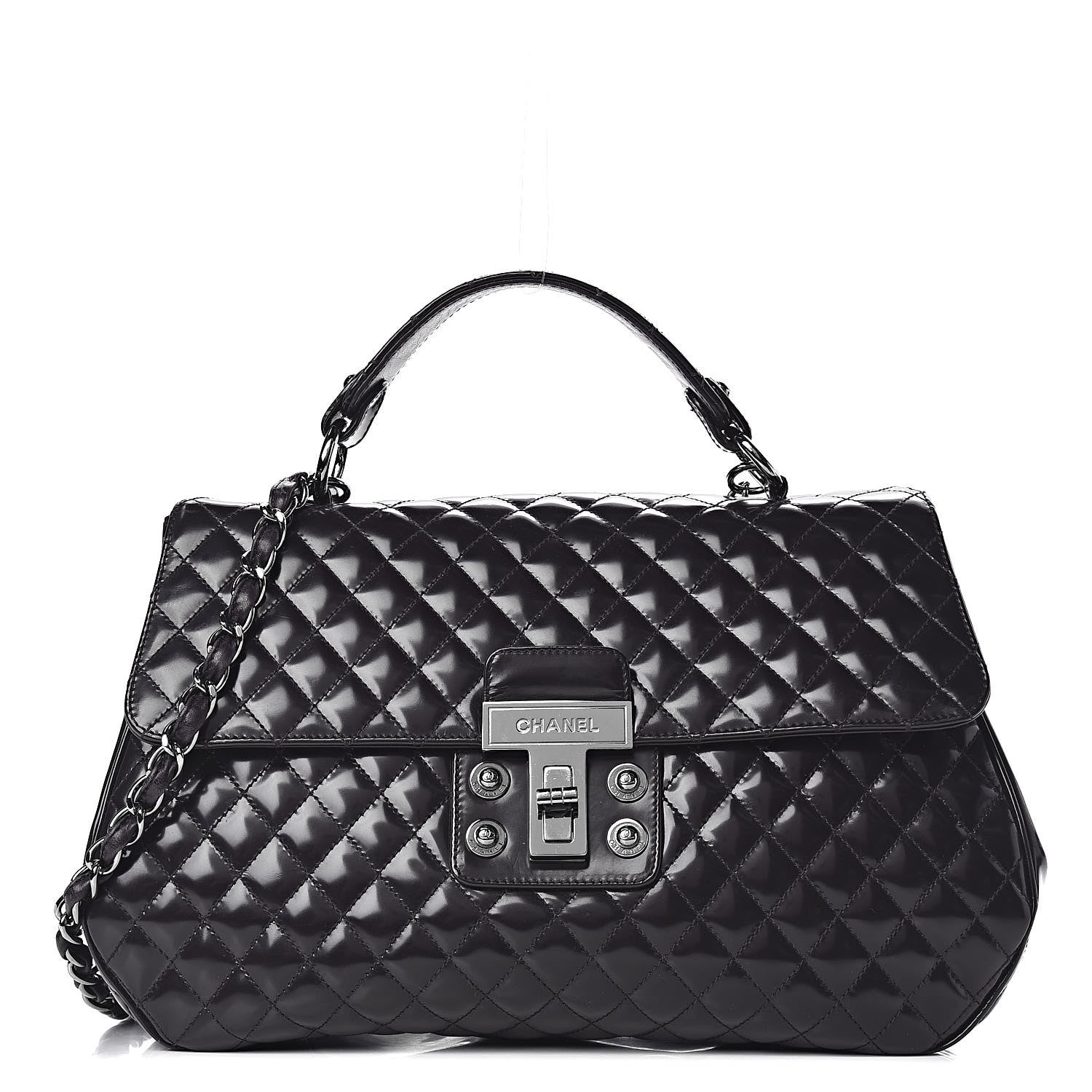 Chanel Glazed Calfskin Quilted Mademoiselle Bag Dark Purple 1 of 14