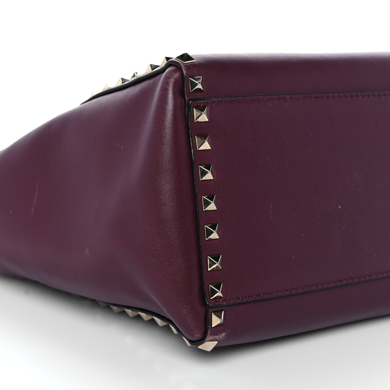 Valentino Garavani Vitello Rockstud Double Handle Tote Rubin 6 of 10