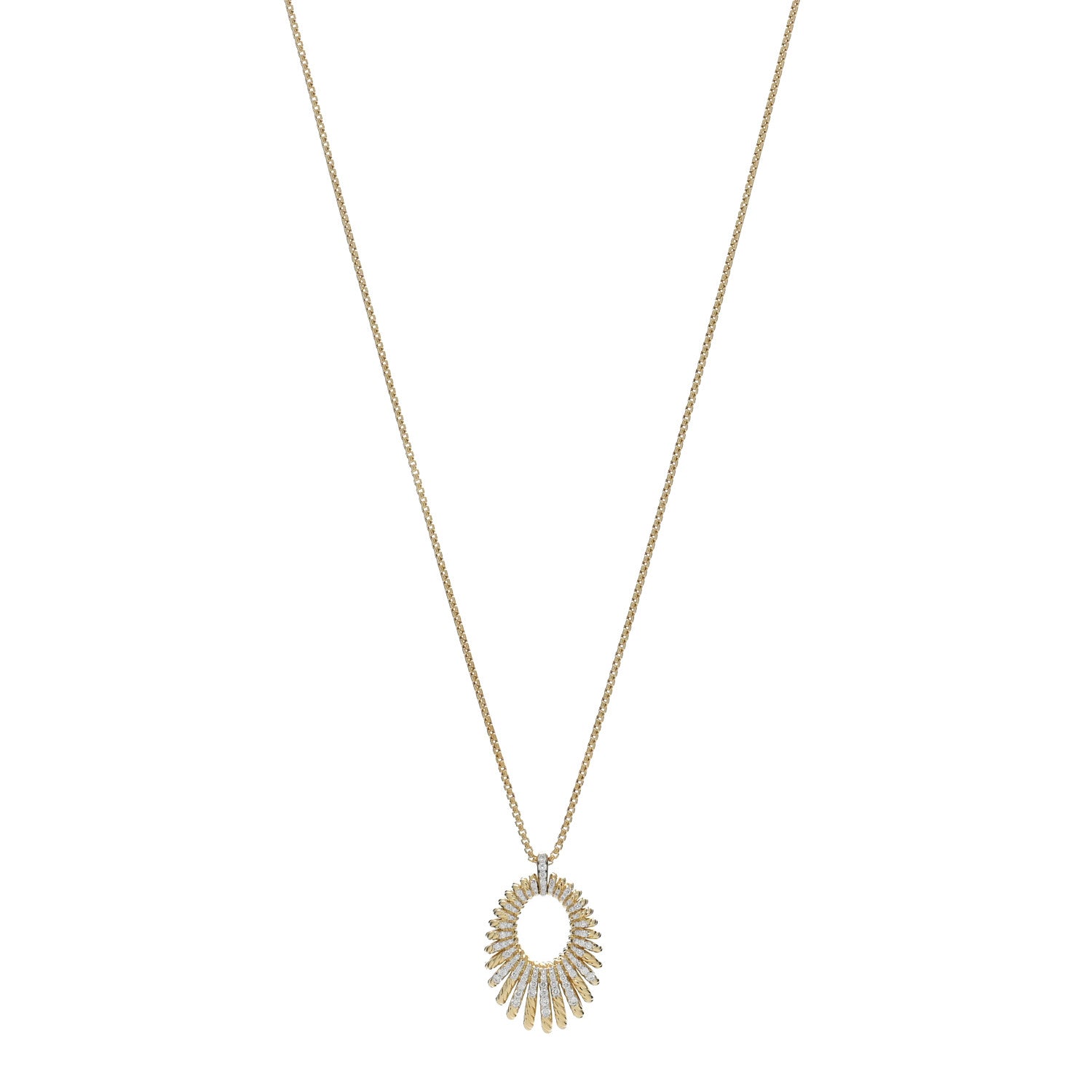 David Yurman 18K Yellow Gold Diamond Tempo Pendant Necklace 1 of 5