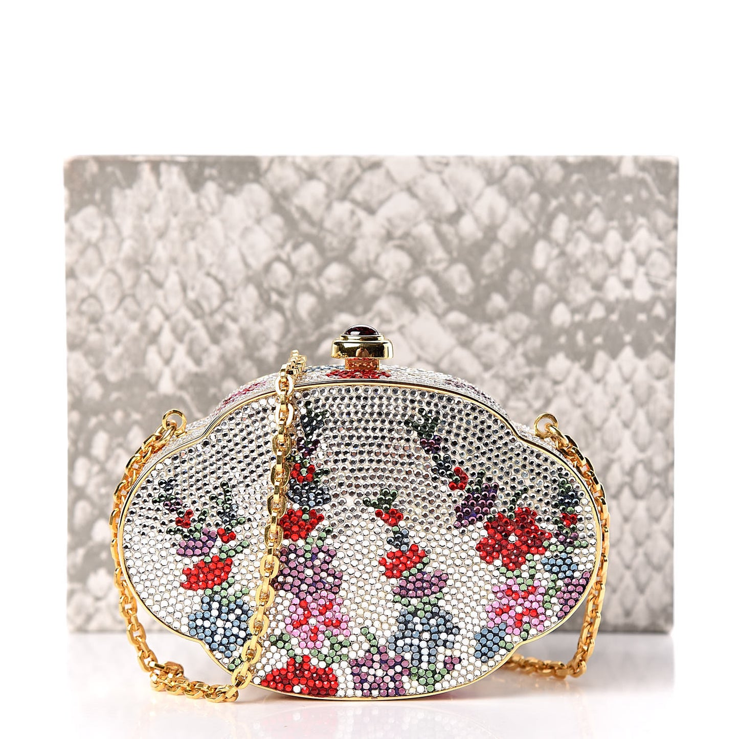Swarovski Crystal Floral Miniaudiere Clutch Multicolor
