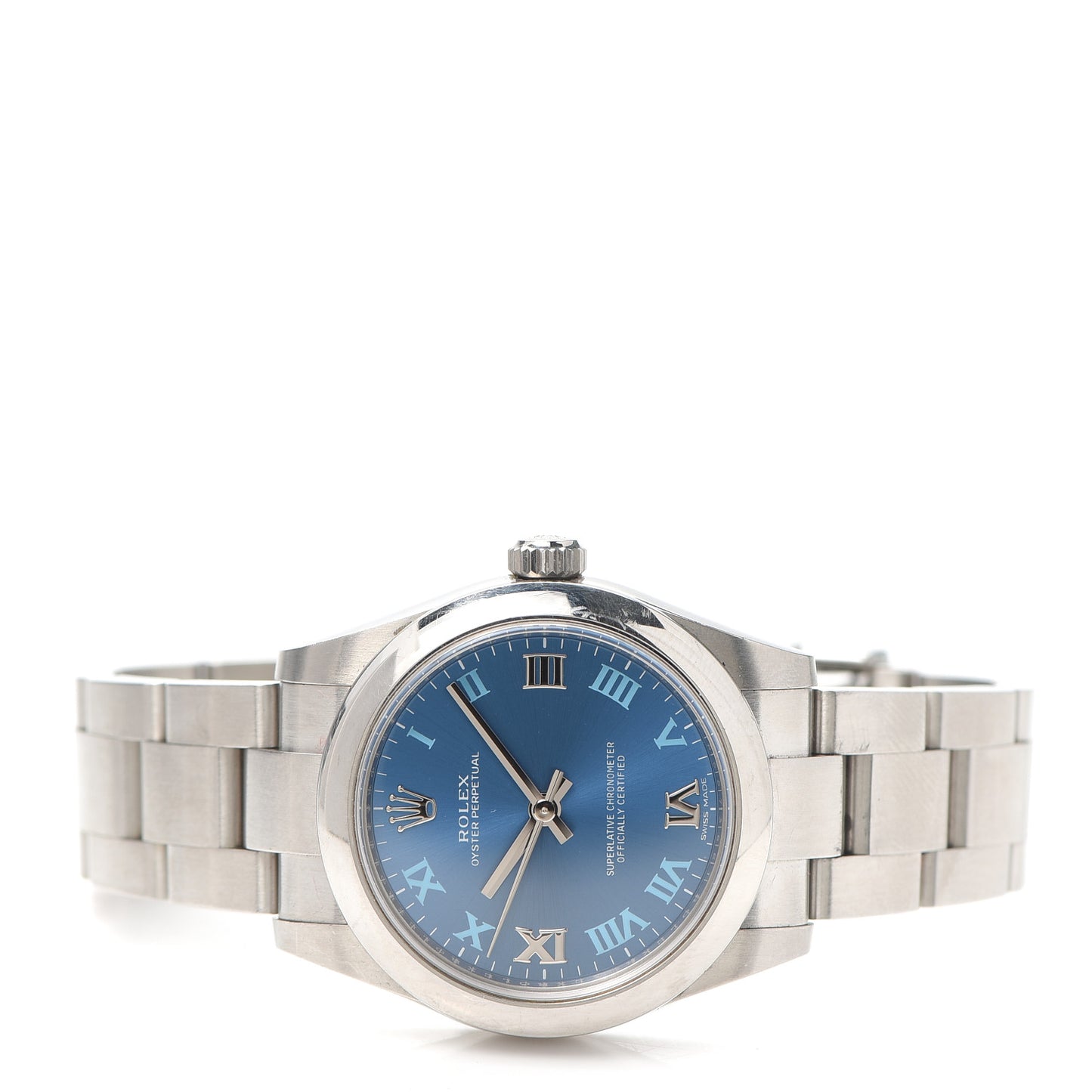 Stainless Steel 31mm Oyster Perpetual Watch Azzurro Blue Roman 177200